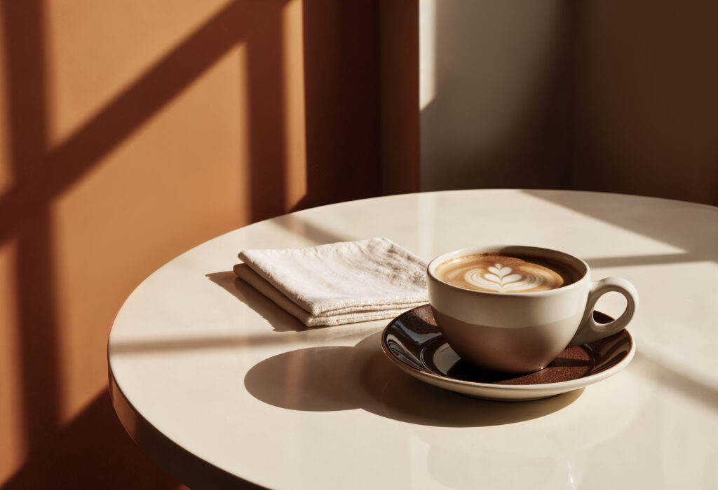 coffee on a table at a cafe